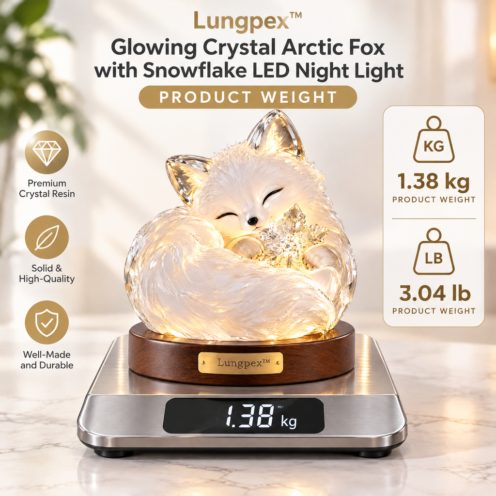 Lungpex™ Glowing Crystal Arctic Fox with Snowflake LED Night Light