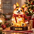 Lungpex™ Light-Up Glass Christmas Corgi with Gift Box LED Night Light