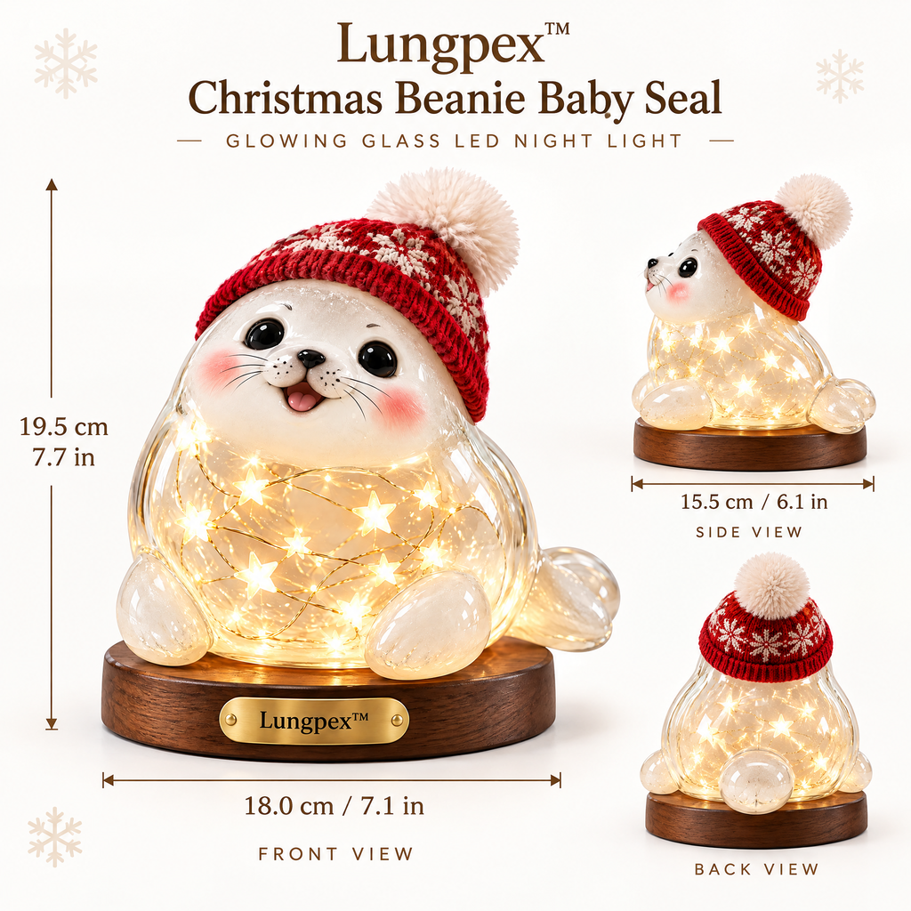 Lungpex™ Christmas Beanie Baby Seal Glowing Glass LED Night Light