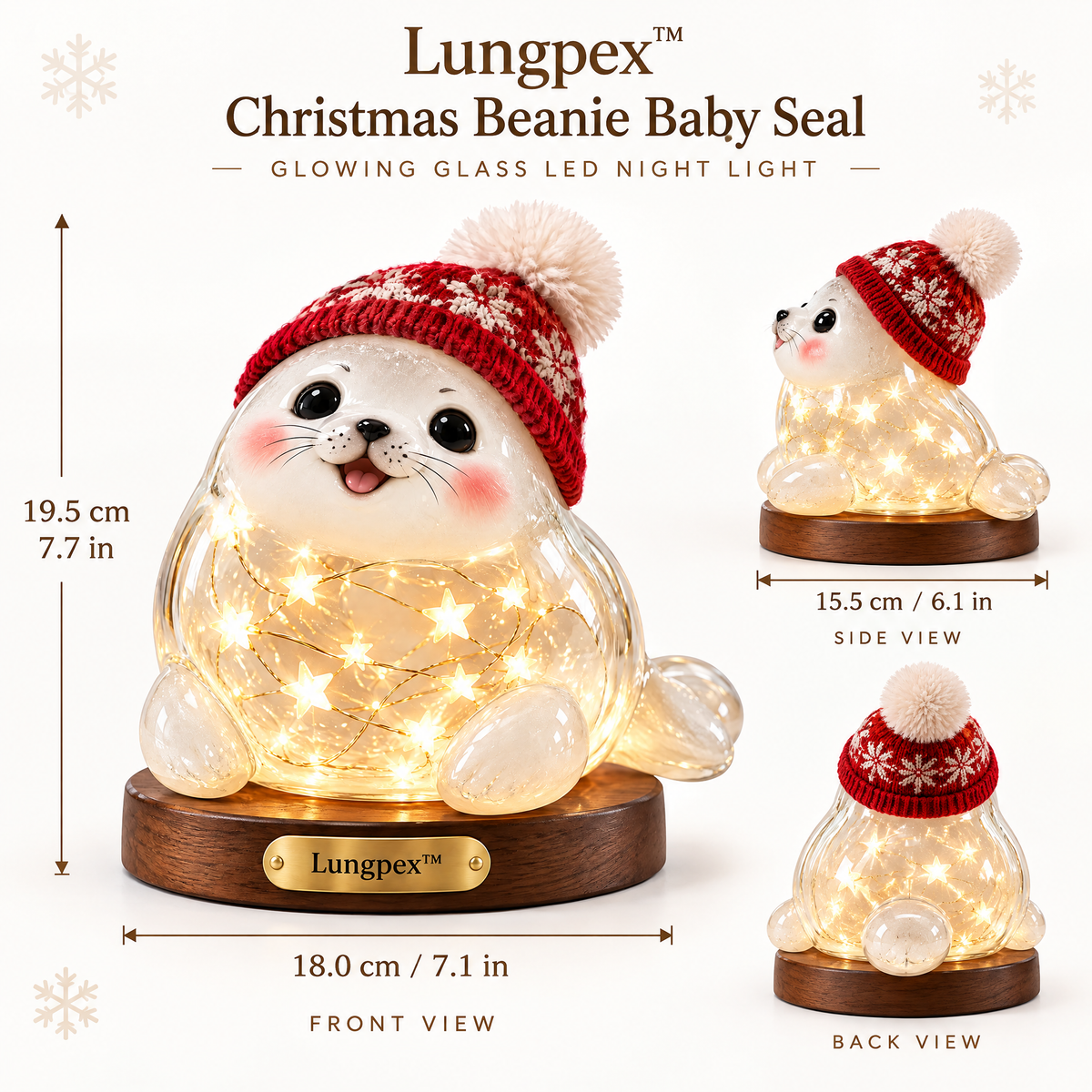 Lungpex™ Christmas Beanie Baby Seal Glowing Glass LED Night Light