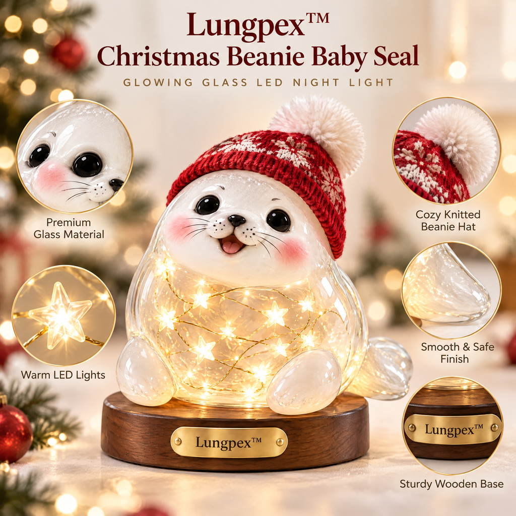 Lungpex™ Christmas Beanie Baby Seal Glowing Glass LED Night Light