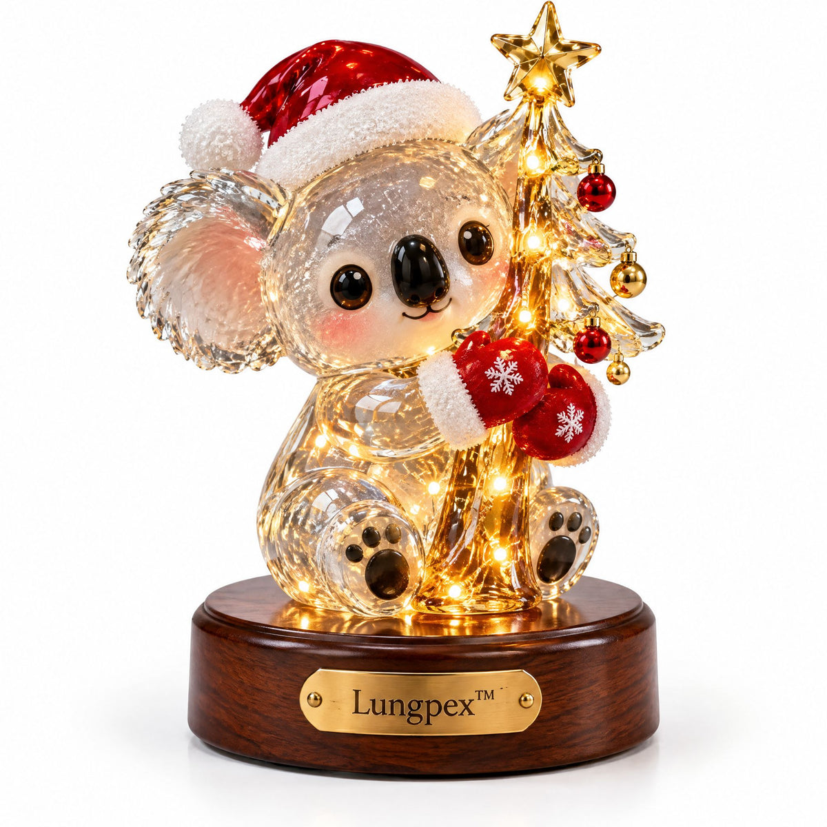 Lungpex™ Light-Up Glass Christmas Koala with Tree LED Night Light