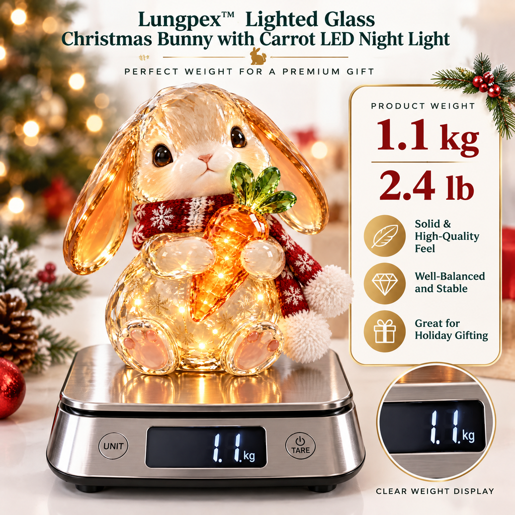 Lungpex™ Light-Up Glass Christmas Bunny with Carrot LED Night Light