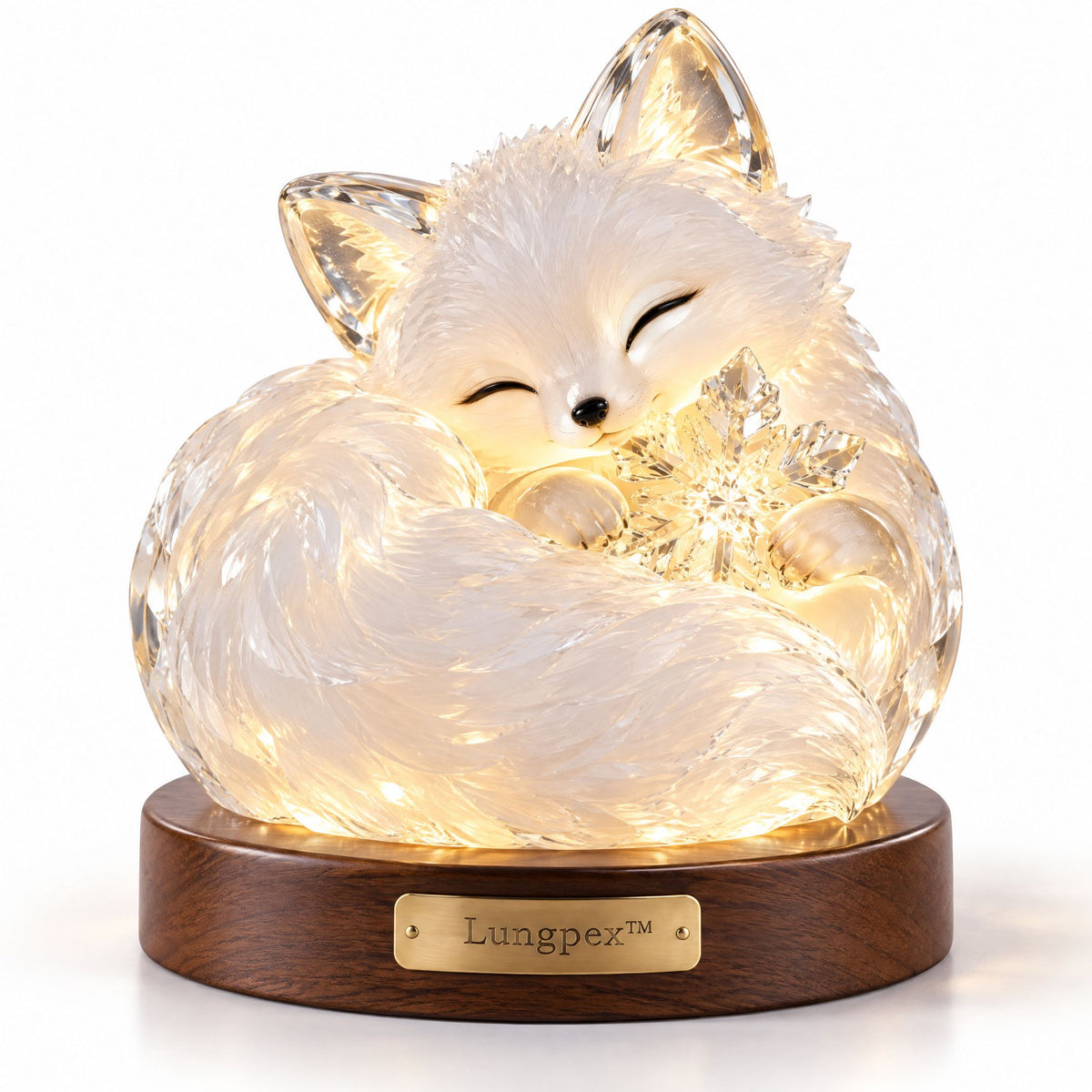 Lungpex™ Glowing Crystal Arctic Fox with Snowflake LED Night Light