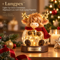 Lungpex™ Light-Up Glass Christmas Highland Cow with Bell LED Night Light