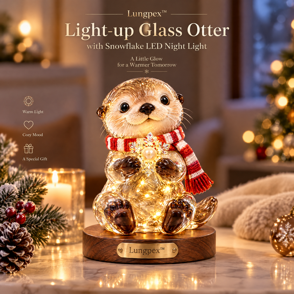 Lungpex™ Light-Up Glass Otter with Snowflake LED Night Light