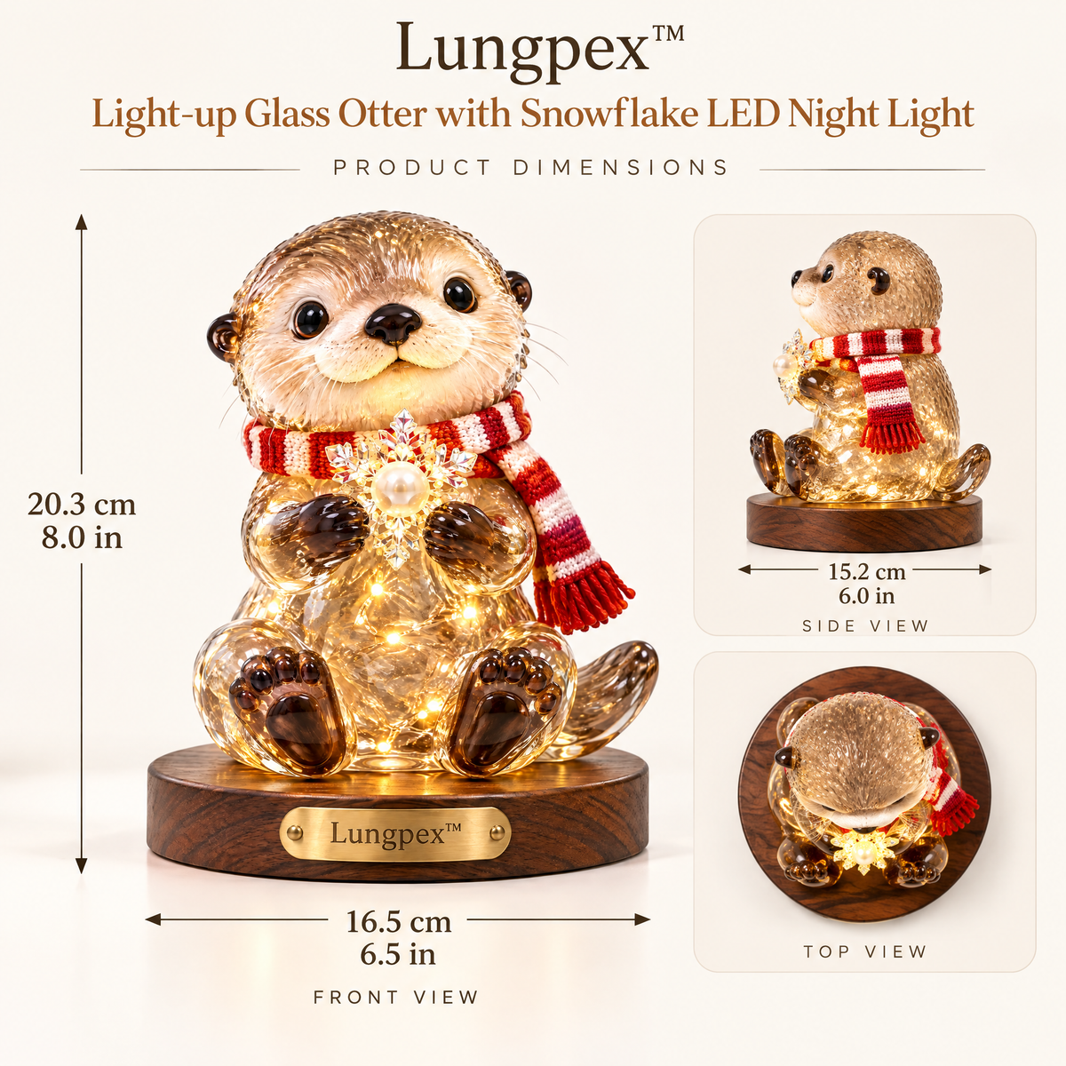Lungpex™ Light-Up Glass Otter with Snowflake LED Night Light