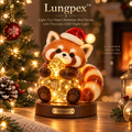 Lungpex™ Light-Up Glass Christmas Red Panda with Pinecone LED Night Light