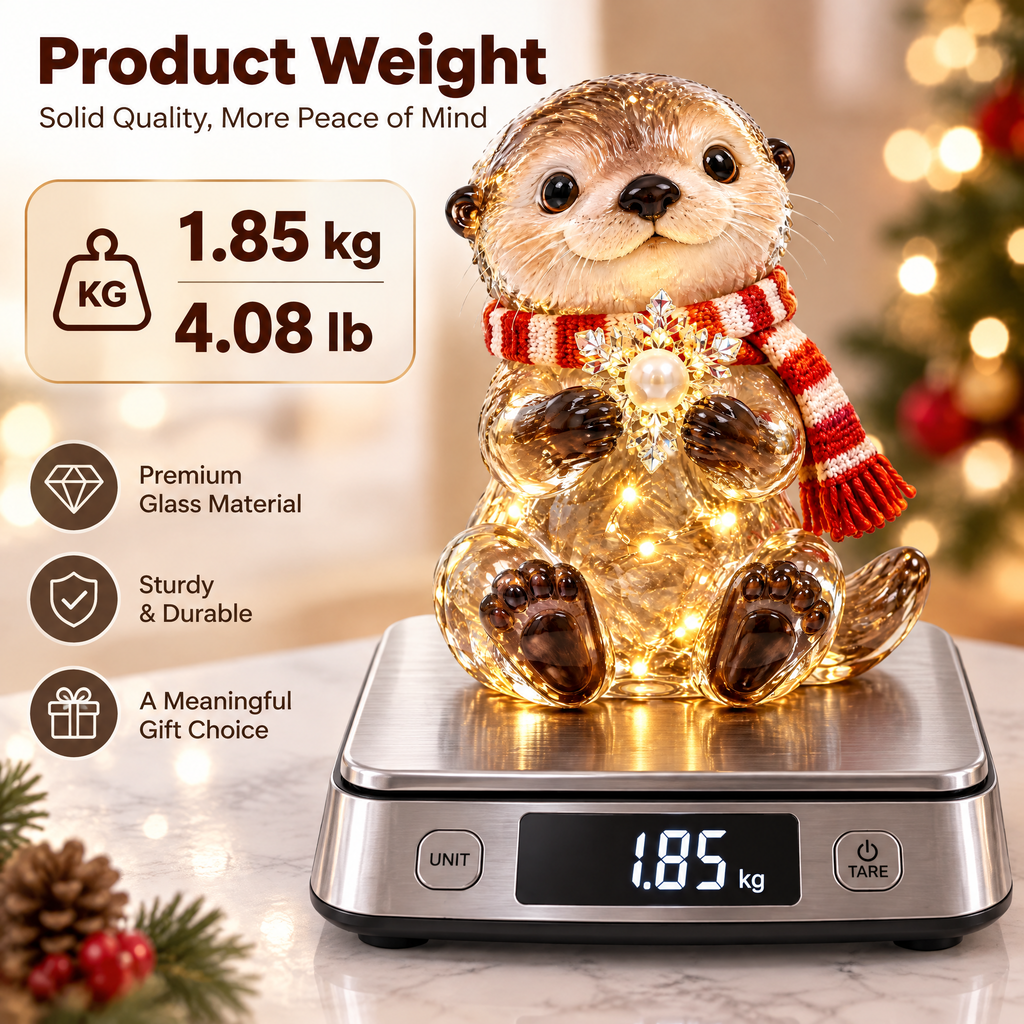 Lungpex™ Light-Up Glass Otter with Snowflake LED Night Light
