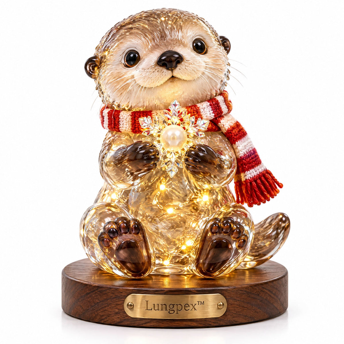 Lungpex™ Light-Up Glass Otter with Snowflake LED Night Light