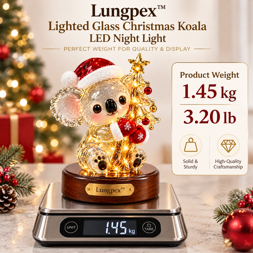 Lungpex™ Light-Up Glass Christmas Koala with Tree LED Night Light