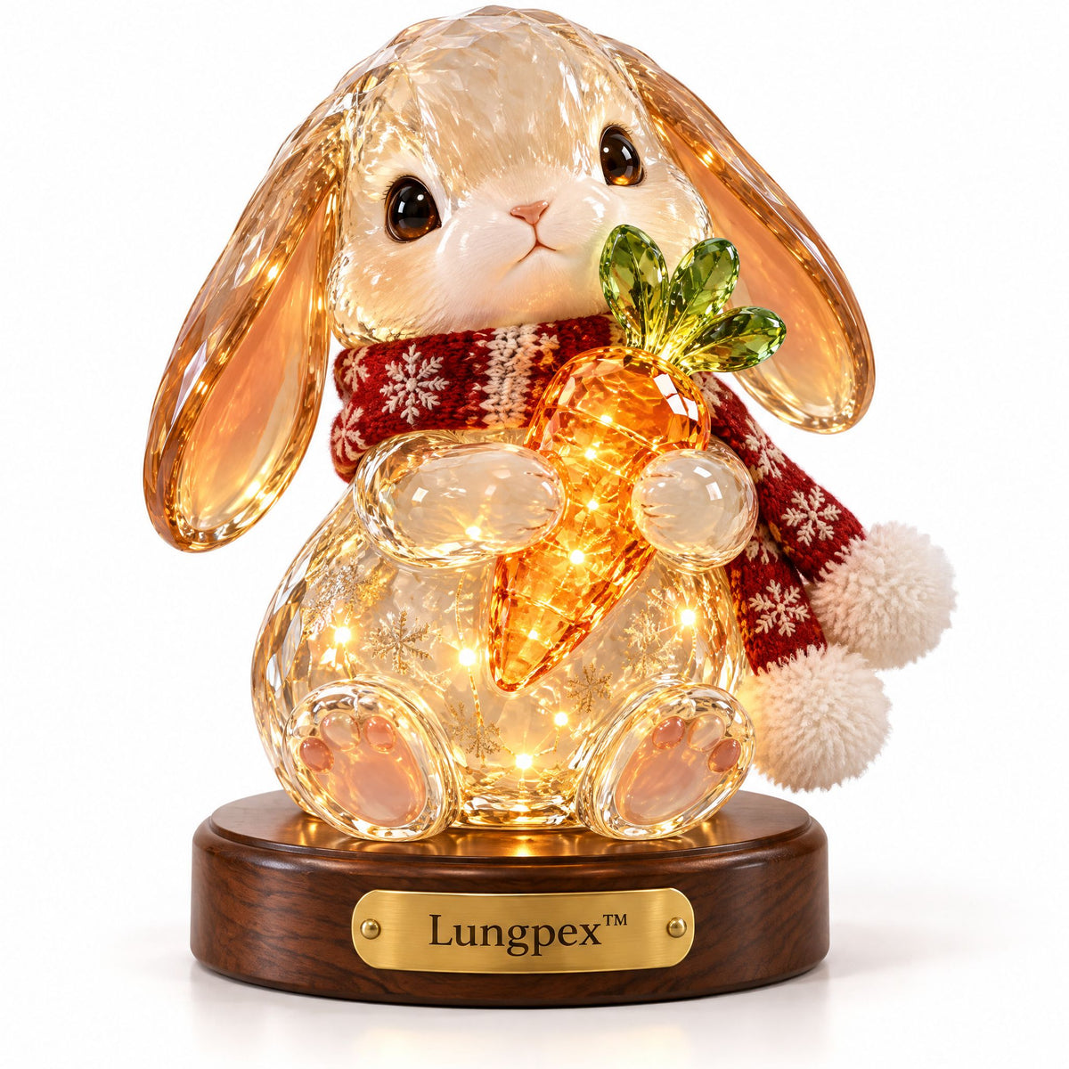 Lungpex™ Light-Up Glass Christmas Bunny with Carrot LED Night Light