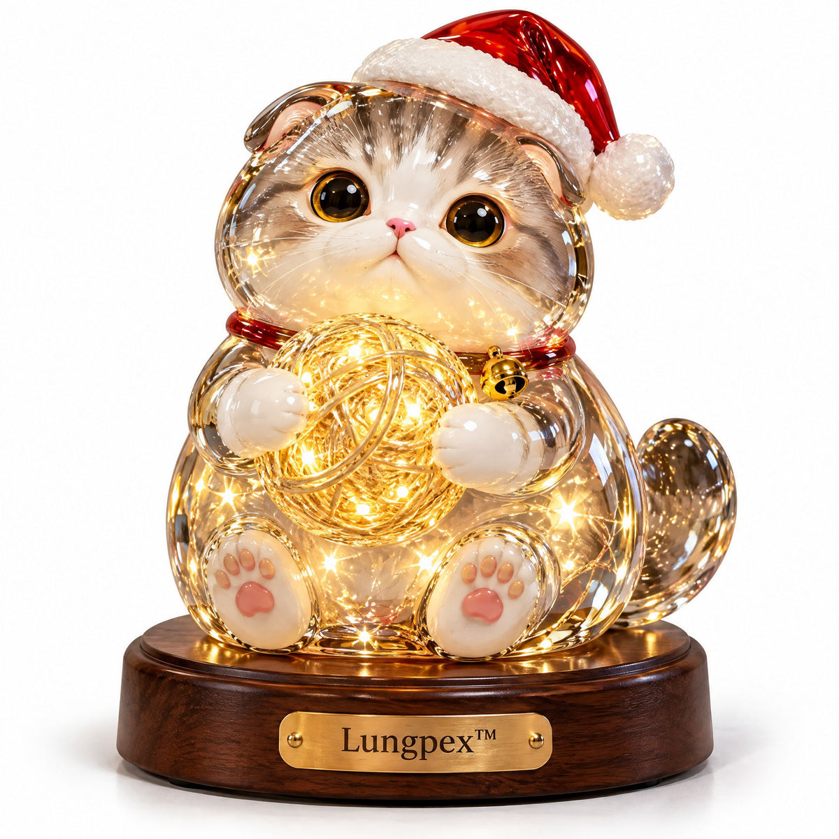 Lungpex™ Christmas Light-Up Glass Cat with Yarn Ball LED Night Light