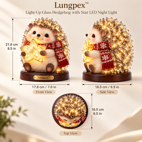 Lungpex™ Light-Up Glass Hedgehog with Star LED Night Light